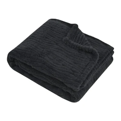 Afbeelding van stof Textiles Plaid / bankdeken bedsprei Columbia antraciet 130 x 160 cm zachte polyester 1 persoons