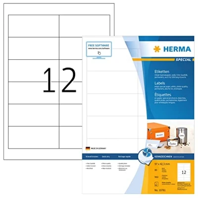 Afbeelding van Etiket HERMA 10781 97x42.3mm wit 960stuks