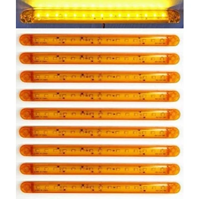Afbeelding van 10 stuks 12 V 24 lange led sjabloonlampen oranje/amber voor vrachtwagen, aanhanger, chassis, caravan, camper, bus