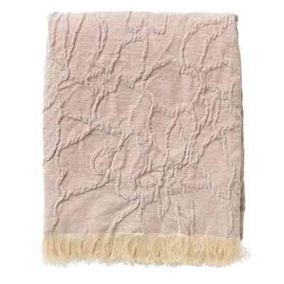 Afbeelding van Dutch Decor FLORINE Plaid 140x180 cm met ingeweven patroon effen kleur franjes Pumice Stone beige