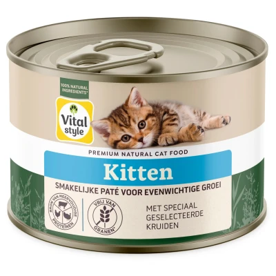 Afbeelding van Vitalstyle Kitten Kattenvoer Rund Kip Kruiden 200 g