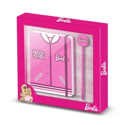 Afbeelding van Barbie Varsity Cadeauset met kalender en trendy balpen, roze
