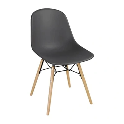 Afbeelding van Bolero Arlo polypropyleen stoelen met houten poten grijs (2 stuks)