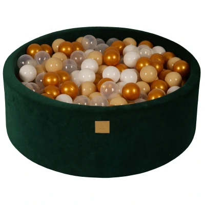 Afbeelding van Ballenbak groen met 200 ballen; beige, wit, transparant, goud