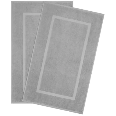 Afbeelding van Hammetex Set van 2 badmatten, 100% katoen, absorberend, wasbaar, 51 x 86 cm, lichtgrijs