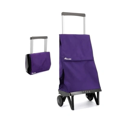 Afbeelding van Rolser Plegamatic MF Boodschappentrolley met 2 wielen, inklapbaar, paars, handtas organizer