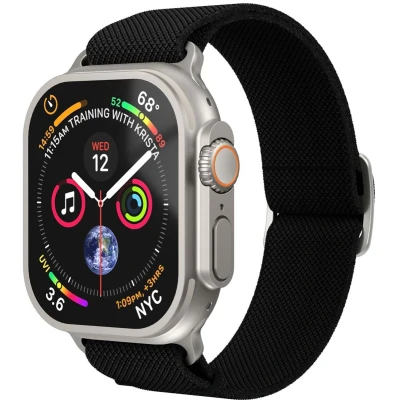 Afbeelding van Vonmählen Klassiek nylon polsbandje voor Apple Watch 42 44 45 49 mm Zwart (Nylon), Horlogebandjes,