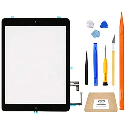 Afbeelding van JPUNG Vervangend touchscreen voor iPad Air 1e generatie alleen A1474 A1475 A1476 generatie, met home knop, complete reparatieset