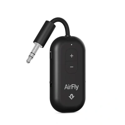 Afbeelding van AirFly Pro 2 Adaptateur Bluetooth pour Avion, Paire de AirPods ou écouteurs sans Fil Émetteur et récepteur AUX 3,5 mm Voitures, Bateaux, Tapis Course, téléviseurs Essentiels