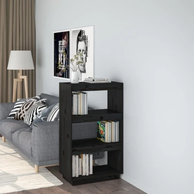 Afbeelding van Boekenkast/kamerscherm 60x35x103 cm massief grenenhout zwart
