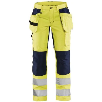 Image de Pantalon haute visibilité stretch femme jaune fluorescent/marine