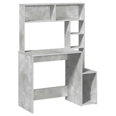 Afbeelding van vidaXL Bureau met schappen 100x45x140 cm bewerkt hout betongrijs