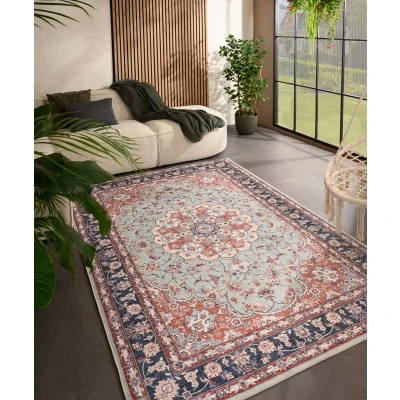 Afbeelding van Vintage Buitenkleed Valenca Nova Saliegroen/rood 80x150 Cm