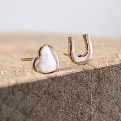 Afbeelding van Ponytail&amp;Co Oorstekers Hoefijzer &amp; Hartje Rosé Goud