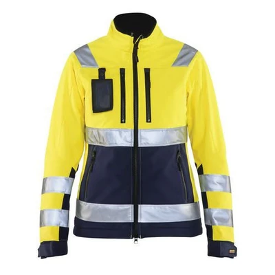 Image de Veste softshell haute visibilité femme jaune fluorescent/marine