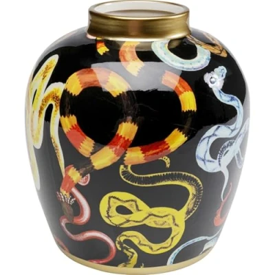 Afbeelding van Vaas zwart slangen 22cm Kare Design