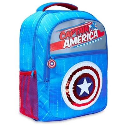 Afbeelding van Marvel Rugzak met Captain America Shield, Blauw Schooltas Omkeerbare Pailletten, Goede Schooltassen voor Jongen en Meisjes, Lichtgewicht Kind Rugzakken