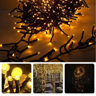 Afbeelding van Cheqo® Kerstverlichting Kerstboomverlichting Kerstlampjes 400 LED 6M Voor Binnen en Buiten Timer 8 Lichtfuncties Lang Snoer Extra Warm Wit Clusterverlichting Sfeerverlichting Feestverlichting