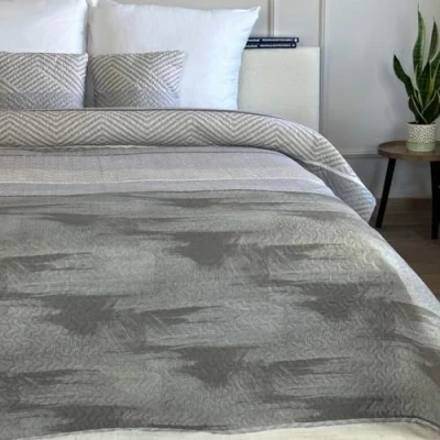 Afbeelding van Euromat Couvre lit matelassé avec 2 taies d&#039;oreiller de 40 x cm Gris SY 6841, 220 240