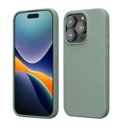 Afbeelding van kwmobile Case voor iPhone 15 Pro Slank TPU Hoesje met Zachte Afwerking In Regenwashed groen