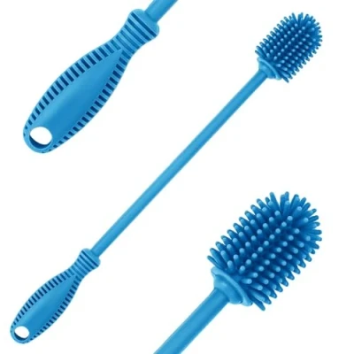 Afbeelding van Siliconen reinigingsborstel met fles lange steel, 31 cm, BPA vrij, voor flessen, vacuümfles, drinkfles, vaas, glaswerk, perfect kleine halzen (hoeveelheid 1)