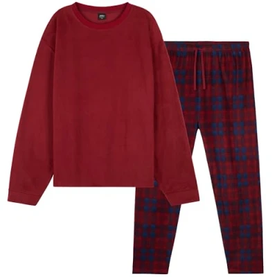 Afbeelding van CityComfort 2 delige pyjamaset van superzacht fleece voor heren, Rood