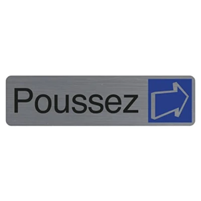 Afbeelding van Exacompta Ref. 67155E 1 deurplaat zelfklevend Push Bedrukte wandbord Op alle ondergronden Geborsteld aluminium look Afmetingen: 16,5 x 4,4 cm