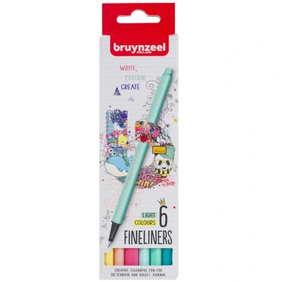 Afbeelding van Bruynzeel Fineliner set licht 6 kleuren