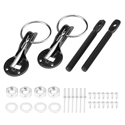 Afbeelding van Universele motorkap Pin Cap Lock Kit voor racesportwagen (zwart) snelsluiting autokap+bevestiging rally bevestiging