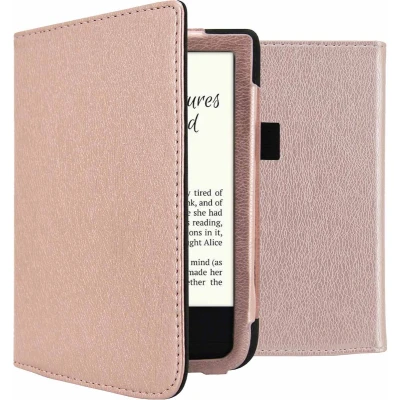 Afbeelding van imoshion Vegan Leather Bookcase voor de Pocketbook Touch Lux 5 / HD 3 Basic 4 Vivlio Rosé Goud