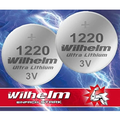 Afbeelding van Wilhelm 2 stuks CR1220 CR 1220 lithiumknoopcellen 3 V 40 mAh Ø 12 x mm DL1220