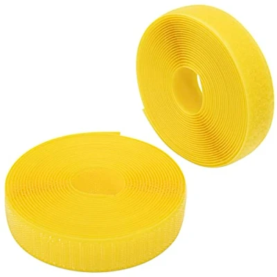 Afbeelding van AERZETIX C65938 Klittenband/rol 25 mm 5 meter met klittenband kabelorganisator/kabelklem kledingband voor kleur: citroengeel van polyamide en polyester