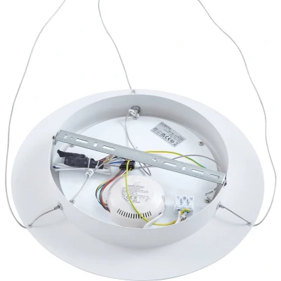 Afbeelding van Lucande Slimme hanglamp RGB met dimmer 1licht Ijzer, plastic H: 7 cm zandwit Inclusief lichtbron
