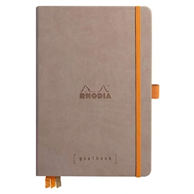 Afbeelding van RHODIA 118774C Bullet Journal Goalbook Taupe A5 14,8 x 21 cm gestippeld 240 pagina&#039;s lichtbruin papier 90 g/m² 3 banden, elastische sluiting kunstleer