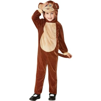 Afbeelding van Smiffy&#039;s Aap &amp; Gorilla Baviaan King Kong Kostuum Apentrots Op De Rots Kind Bruin Maat 90 Carnavalskleding Verkleedkleding