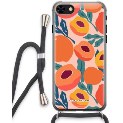 Afbeelding van Case Company® hoesje met Koord geschikt voor iPhone 7 Perzik Telefoonhoesje Zwart Extra Bescherming aan alle Kanten en Over de Schermrand
