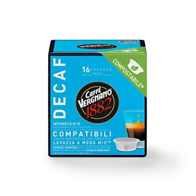 Afbeelding van Caffè Vergnano 1882 capsules compatibel met Lavazza A Modo Mio composteerbaar, Decaffeinato 1 doos 16