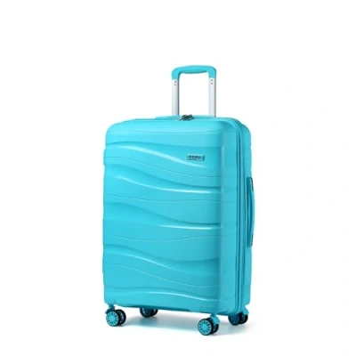 Afbeelding van Kono Handbagagekoffer, harde schaal, polypropyleen, reiskoffer met 4 wielen en slot TSA 2094, Lichtblauw