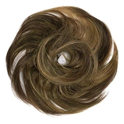 Afbeelding van CAISHA Haar Stuk Stropdas Chignons Bruidskapsels Volumineus Slordig Chignon Licht Golvend Bruin Mix G40B