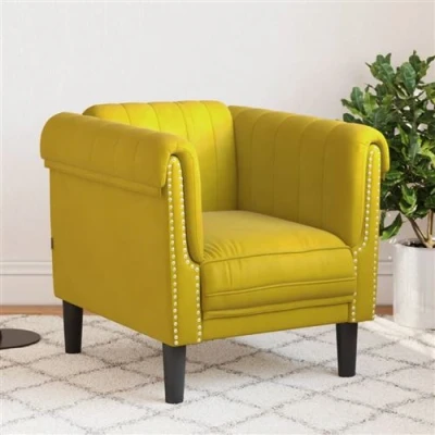Afbeelding van vidaXL Fauteuil, Chaise de Relaxation avec Accoudoirs et Dossier, Canapé Salon Salle Séjour Intérieur, Moderne, Jaune Velours
