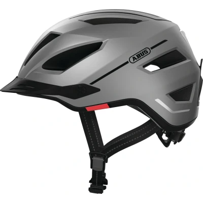 Afbeelding van ABUS Stadthelm Pedelec 2.0 Fietshelm met achterlicht en regenkap, voor stadsverkeer, dames heren, zilver, S
