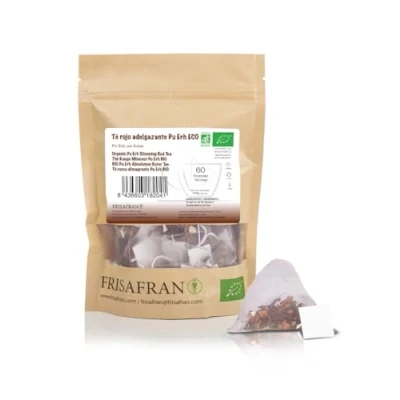 Image de FRISAFRAN Pyramides de thé rouge pu erh Bio 60Un 120g Minceur Diurétique Digestif Détox Brûleur graisse drainant tisane en sachets infusion sans additifs
