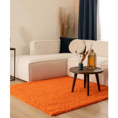 Afbeelding van Vierkant Hoogpolig Vloerkleed Shaggy Trend Effen Oranje 160x160 Cm