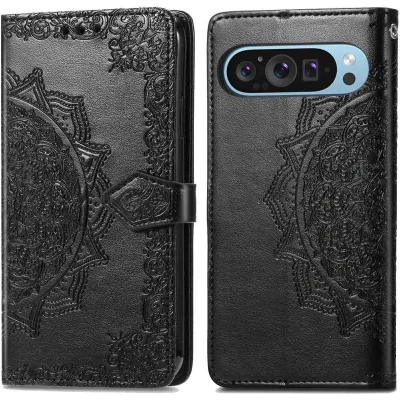 Afbeelding van imoshion Hoesje Geschikt voor Google Pixel 9 Pro XL Met Pasjeshouder Mandala Bookcase Zwart