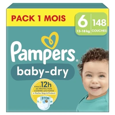Afbeelding van Pampers Baby Dry Luiers Maat 6 (13 18 kg) 148 stuks