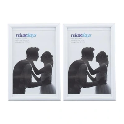 Afbeelding van Relaxdays fotolijst 10x15 cm fotokader wissellijsten 2 fotolijstjes passe partout wit
