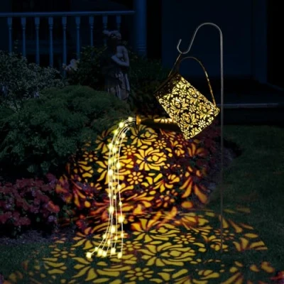 Afbeelding van gieter met feeënverlichting op zonne energie, decoratie voor tuin, verlichting, GuKKK buiten, IP65 waterdicht, led energie houder