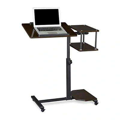 Afbeelding van Relaxdays Laptoptafel op wieltjes XL laptopstandaard 4 planken ook linkshandigen zwart