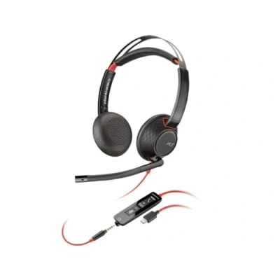 Afbeelding van Hoofdtelefoon met microfoon Poly Blackwire 5220 Zwart