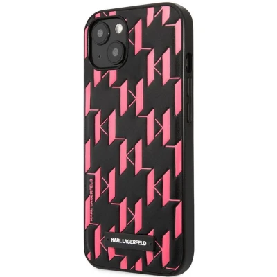 Afbeelding van Karl Lagerfeld Monogram Plaque Back Case Geschikt voor Apple iPhone 13 Mini (5.4&quot;) Zwart/Roze